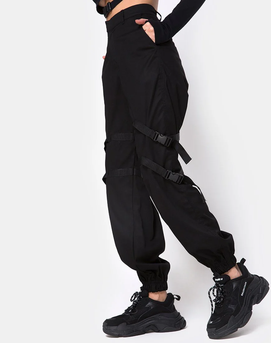Clive Cargo Trouser in Black Buckle - Image 6