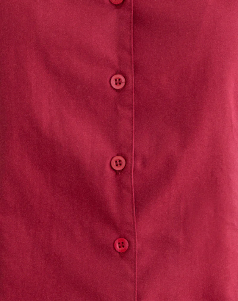 Cloma Fitted Blouse with Puff Sleeves in Adrenaline Red - Image 7