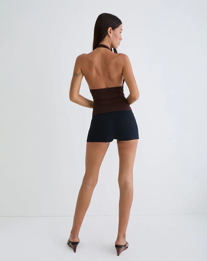 Cosimo Halter Top in Rayon Bitter Chocolate - Image 5