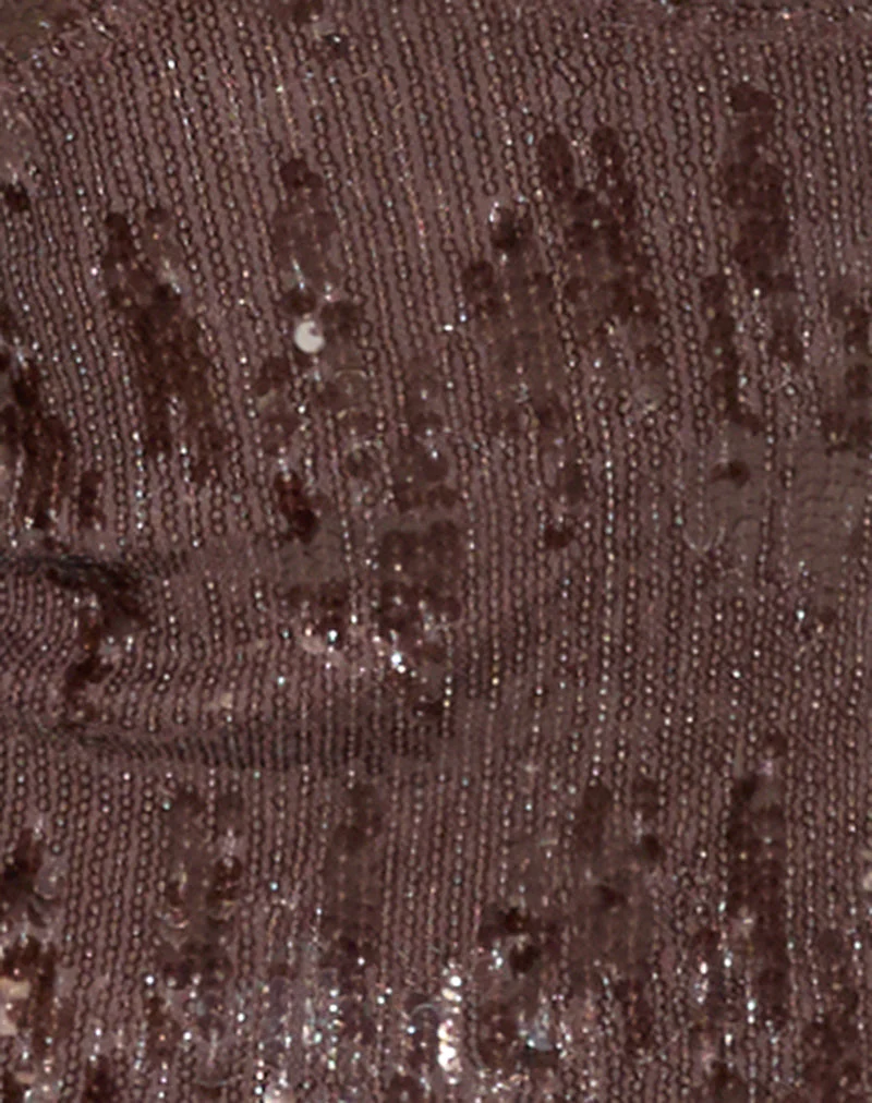 Cosio Halterneck Top in Mixed Sequin Brown - Image 6