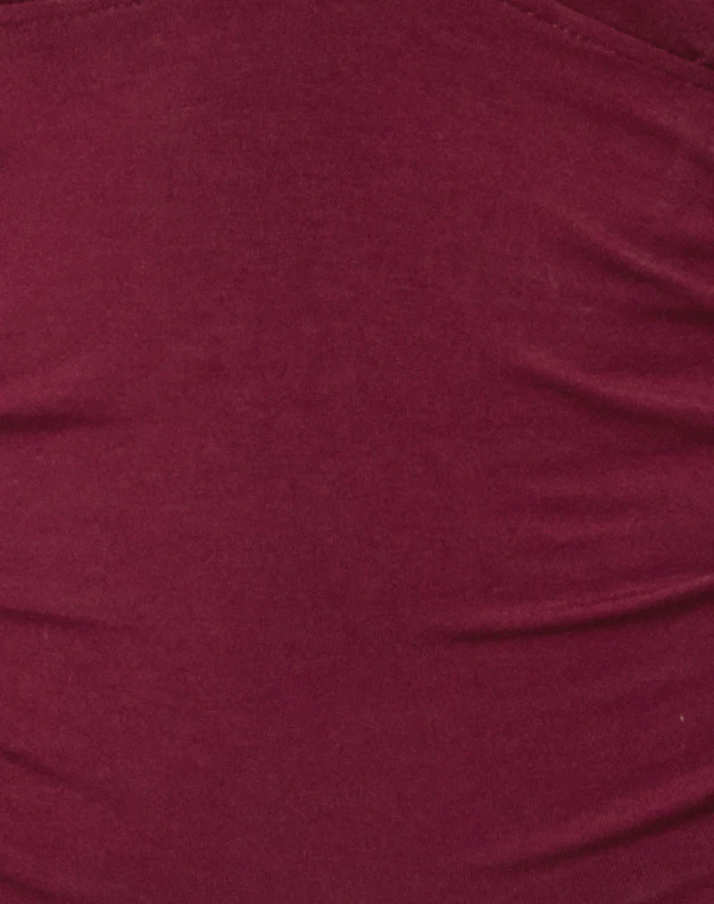 Cosmo Halterneck Top in Jersey Burgundy - Image 6