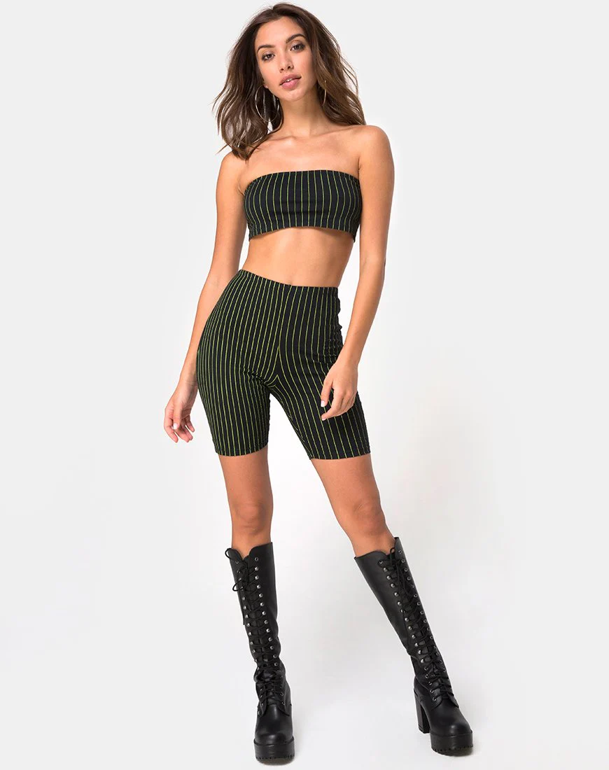Cycle Short in Neon Pinstripe - Image 3