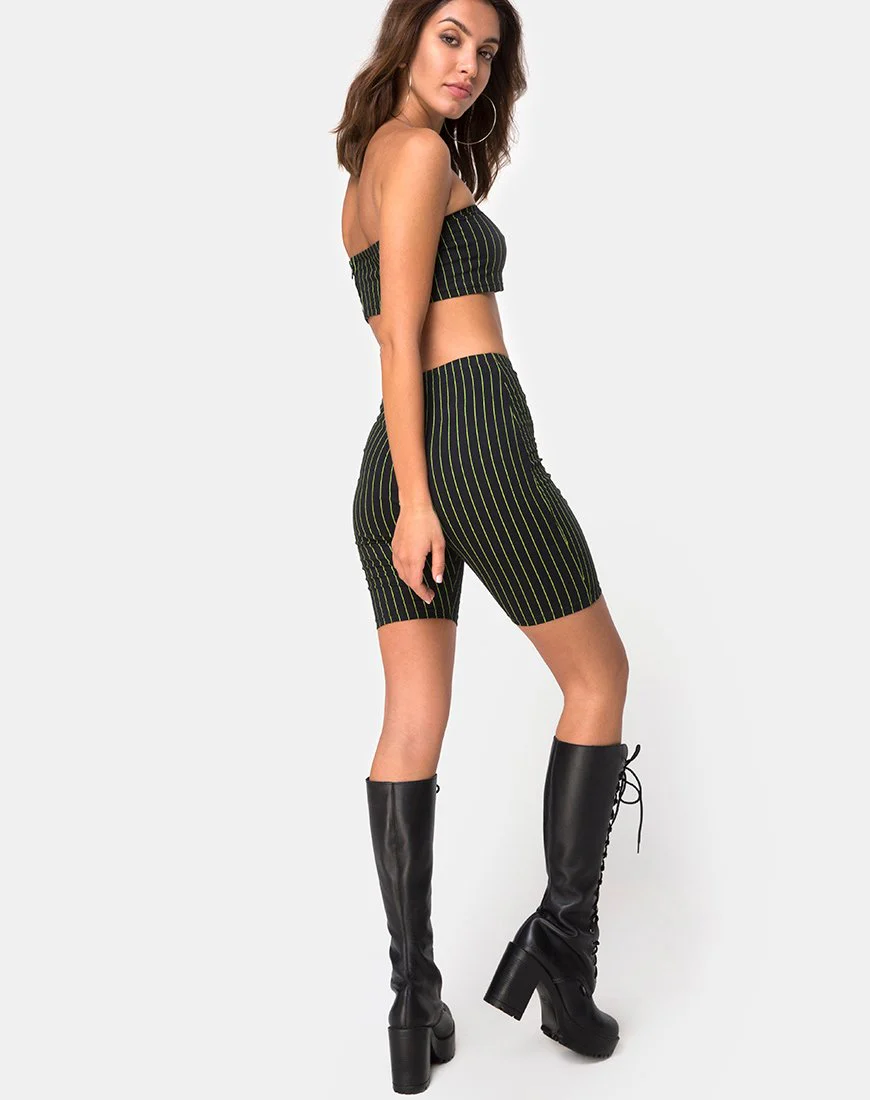 Cycle Short in Neon Pinstripe - Image 4