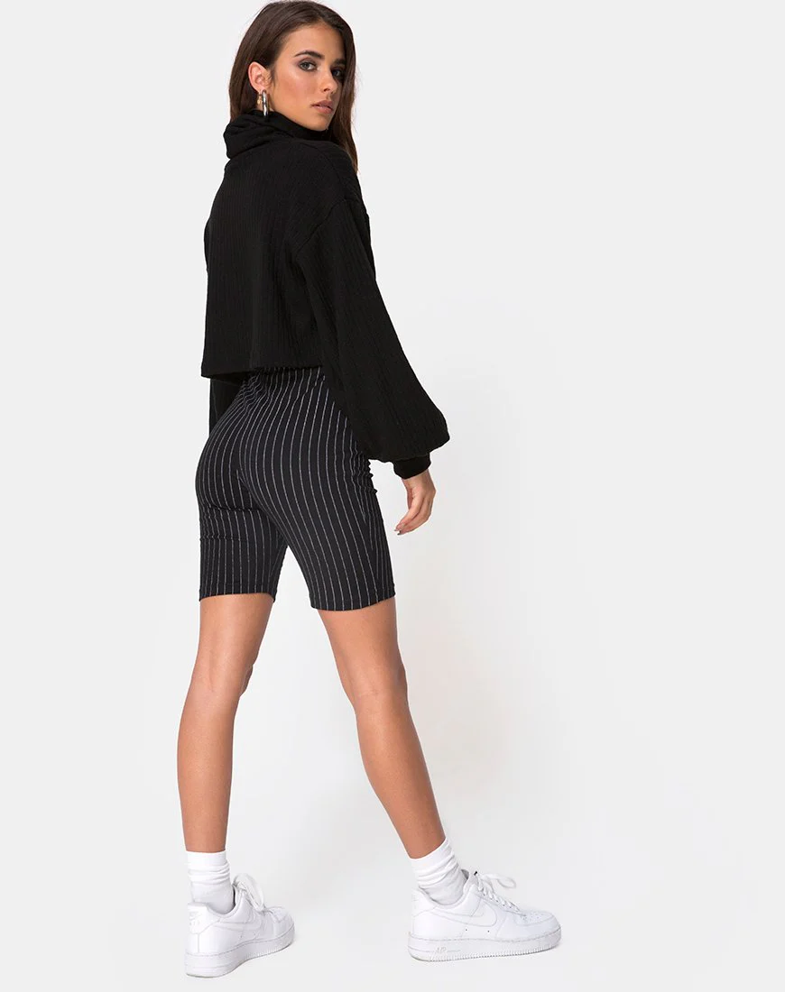Cycle Short in Pinstripe Black - Image 4