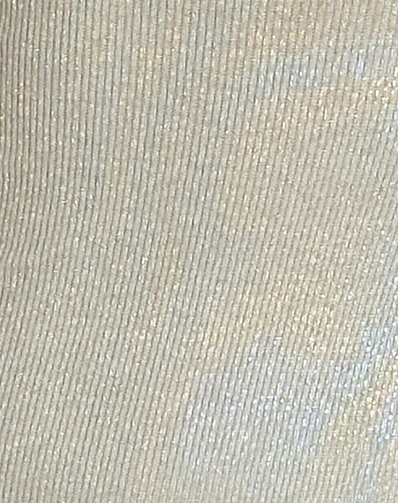 Cynthia Mini Dress in Shimmer Rib Ivory - Image 6