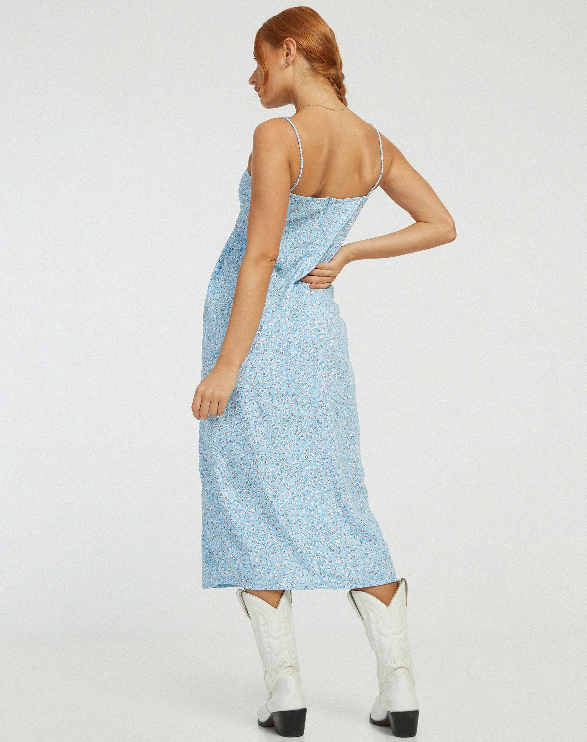 Cypress Midi Dress in Ditsy Rose Blue - Image 4