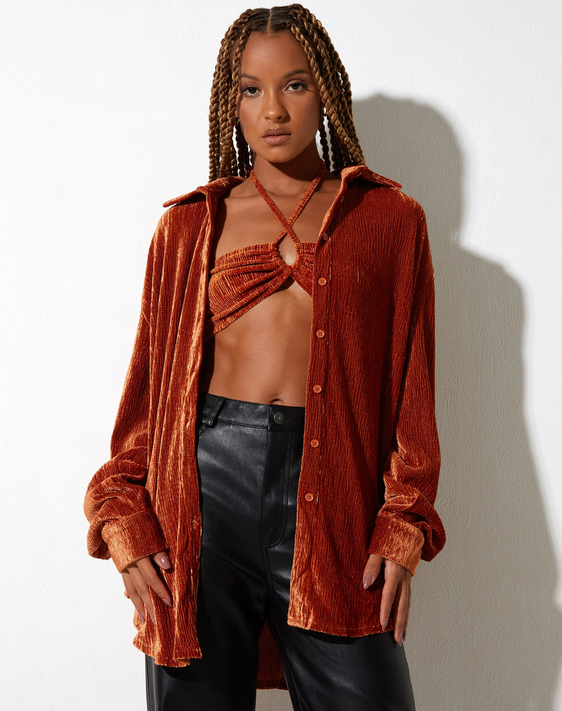 Dael Oversized Shirt in Velvet Rust - Image 2