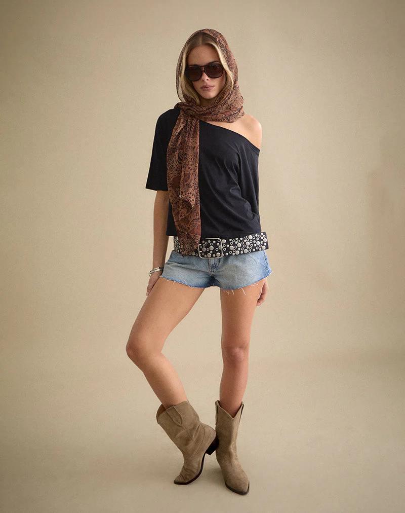 Daman Off-The-Shoulder Basic Top in Black - Image 4