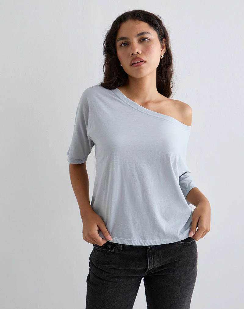 Daman Off-The-Shoulder Basic Top in Light Steel