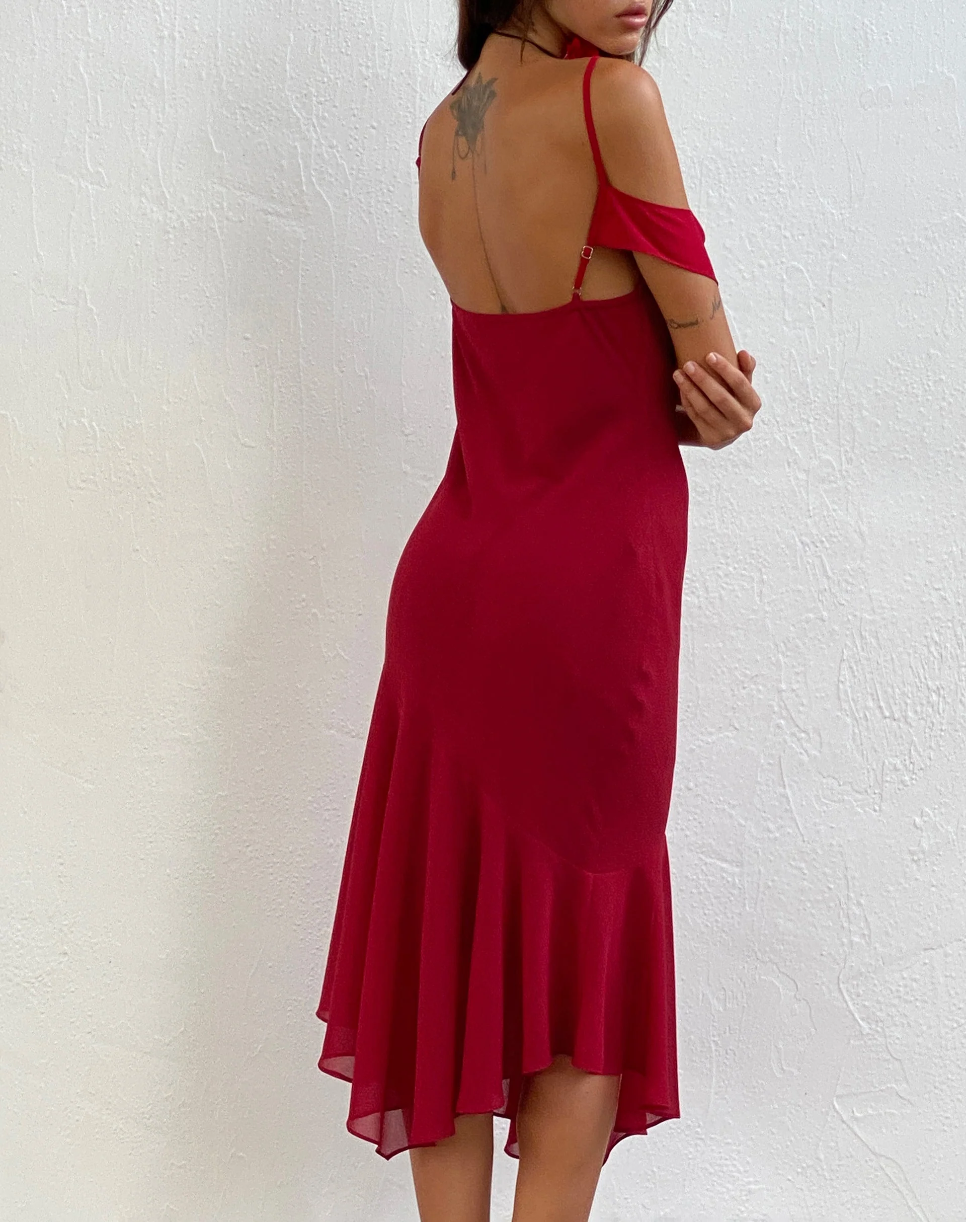 Dansya Midi Chiffon Dress in Red - Image 4