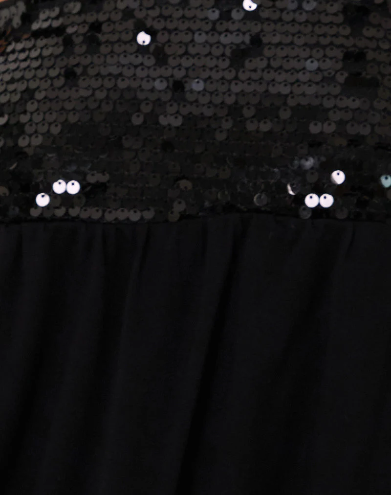 Danuta Longline Bandeau Top in Sequin Black - Image 6