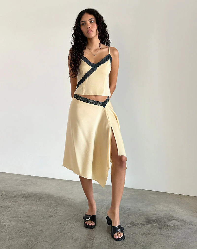 Darena Cami Top in Buttermilk with Grey Lace - Image 3