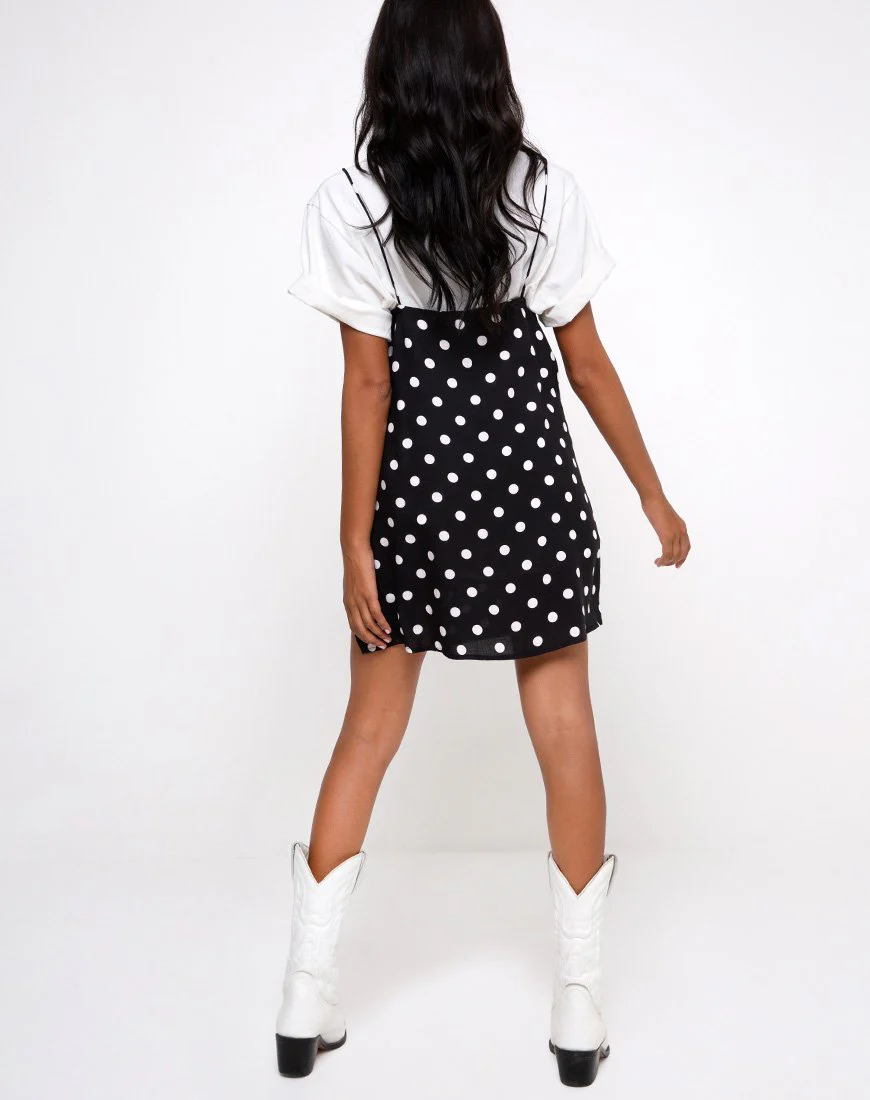 Datista Slip Dress in 80's Polka Black - Image 4