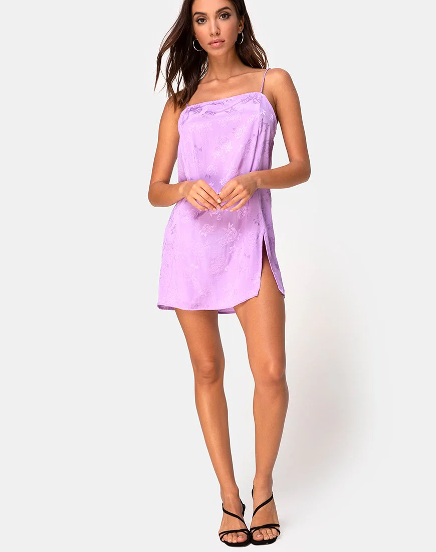 Datista Slip Dress in Satin Rose Lilac - Image 5