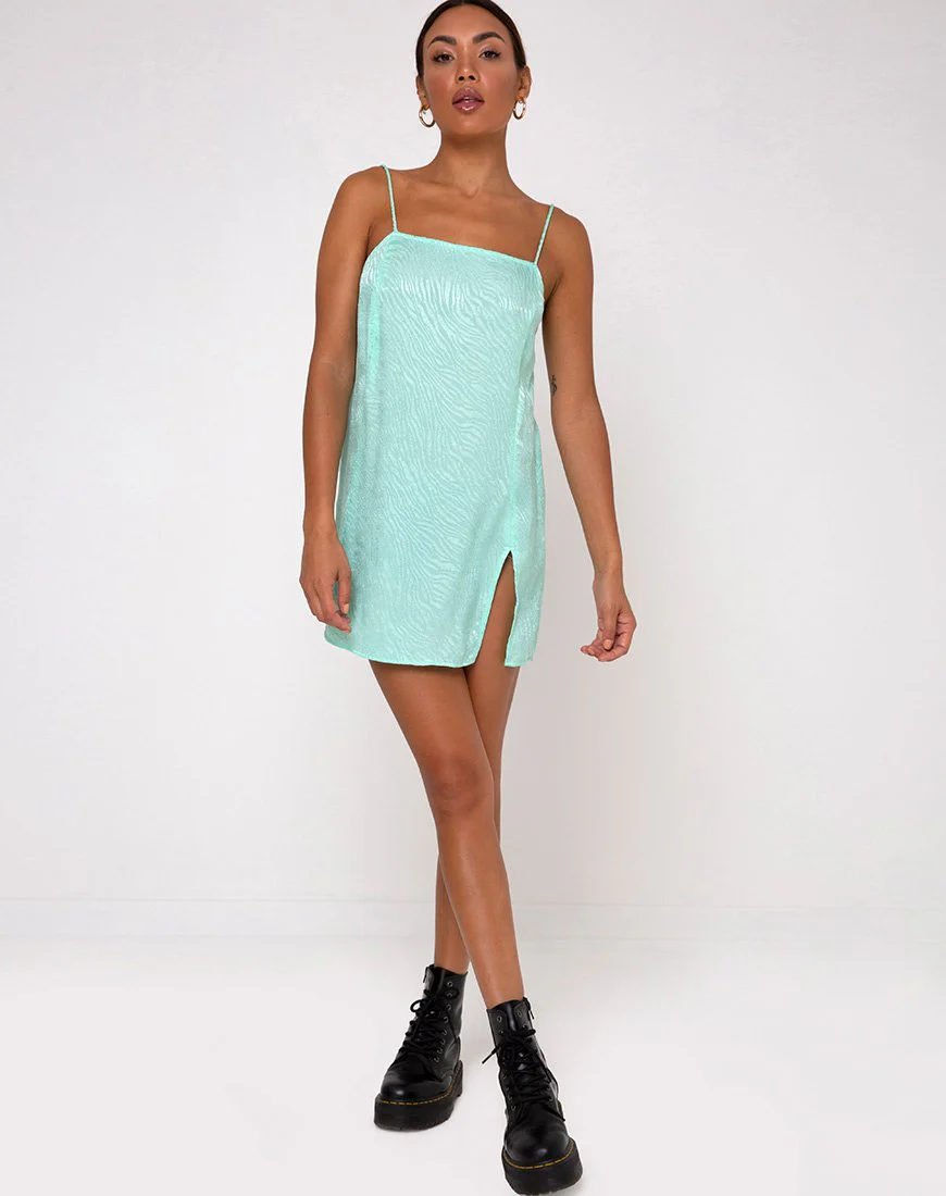 Datista Slip Dress in Zebra Aquamarine - Image 3