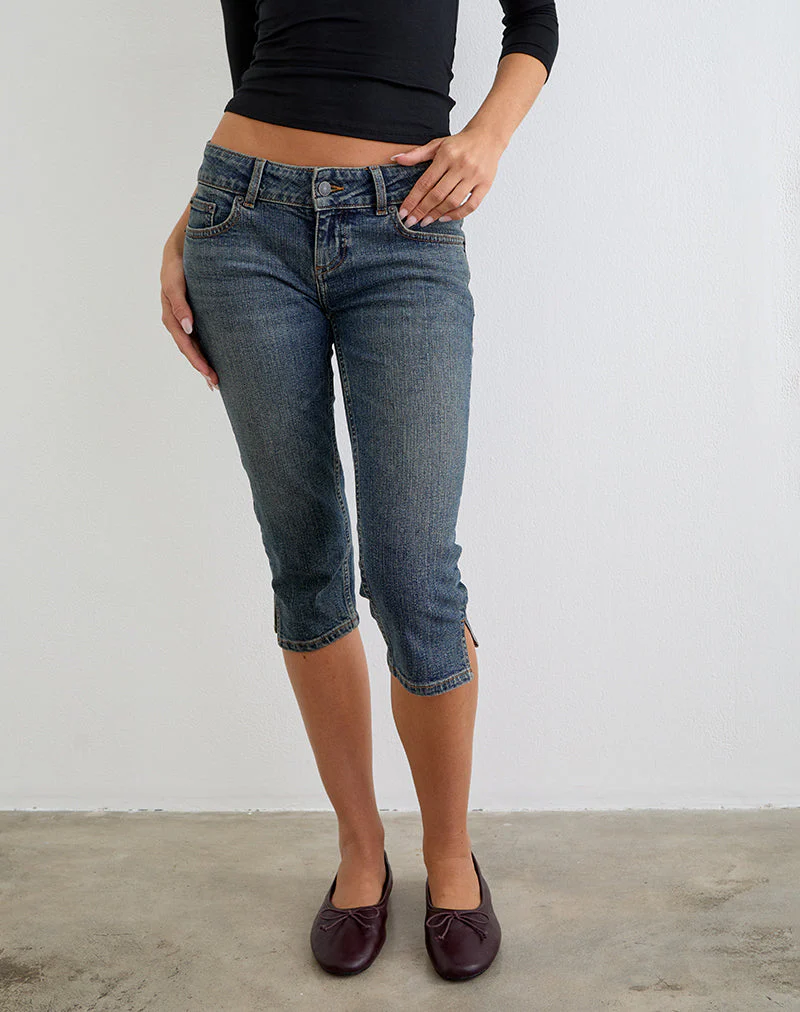 Denim Capri Jean in Dirty Green - Image 4