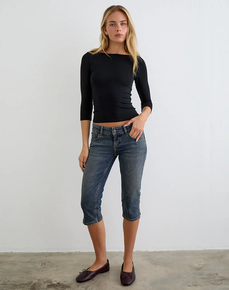 Denim Capri Jean in Dirty Green - Image 6