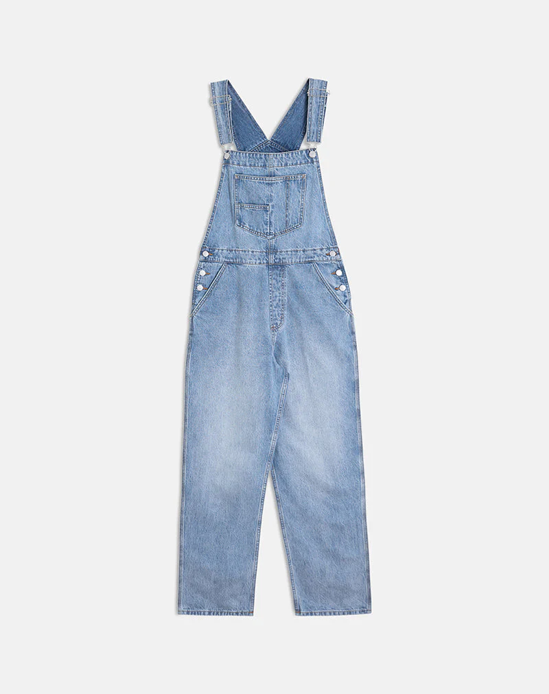 Denim Overalls in Bright Blue Used - Image 3