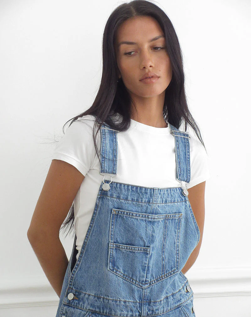Denim Overalls in Bright Blue Used - Image 4
