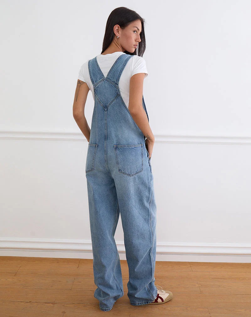 Denim Overalls in Bright Blue Used - Image 6