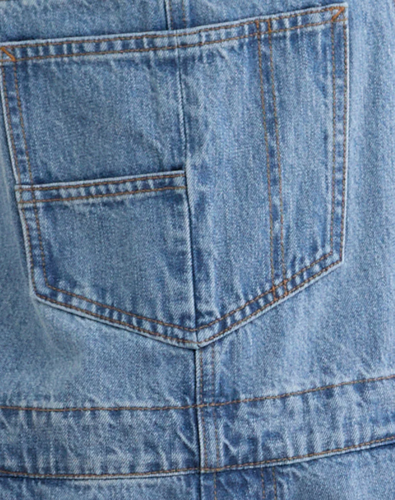 Denim Overalls in Bright Blue Used - Image 7