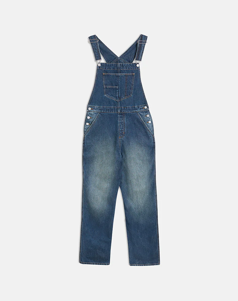 Denim Overalls in Mid Blue Tint - Image 5