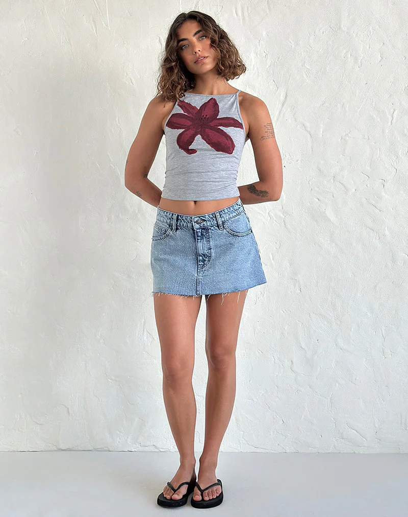 Raw Hem Denim Mini Skirt in Vintage Blue Wash - Image 5