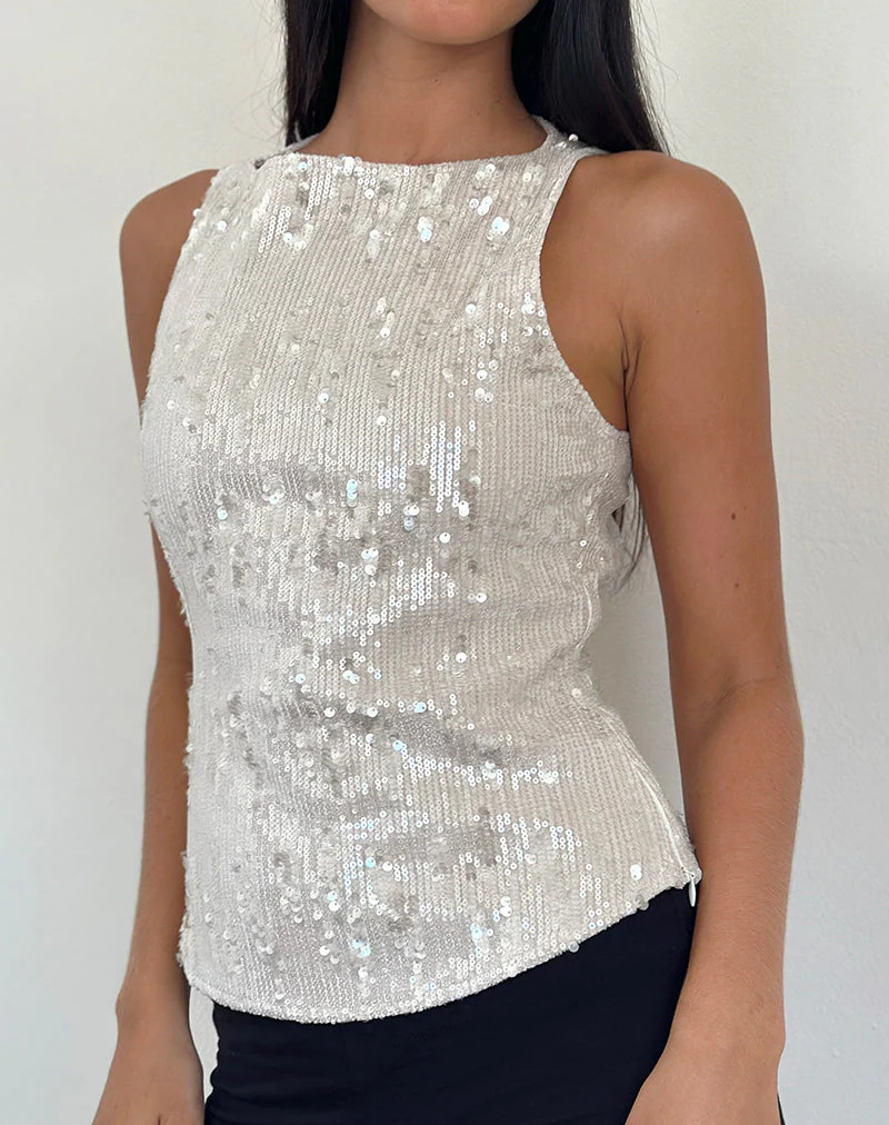 Desiran Top in Sequin Cream - Image 2