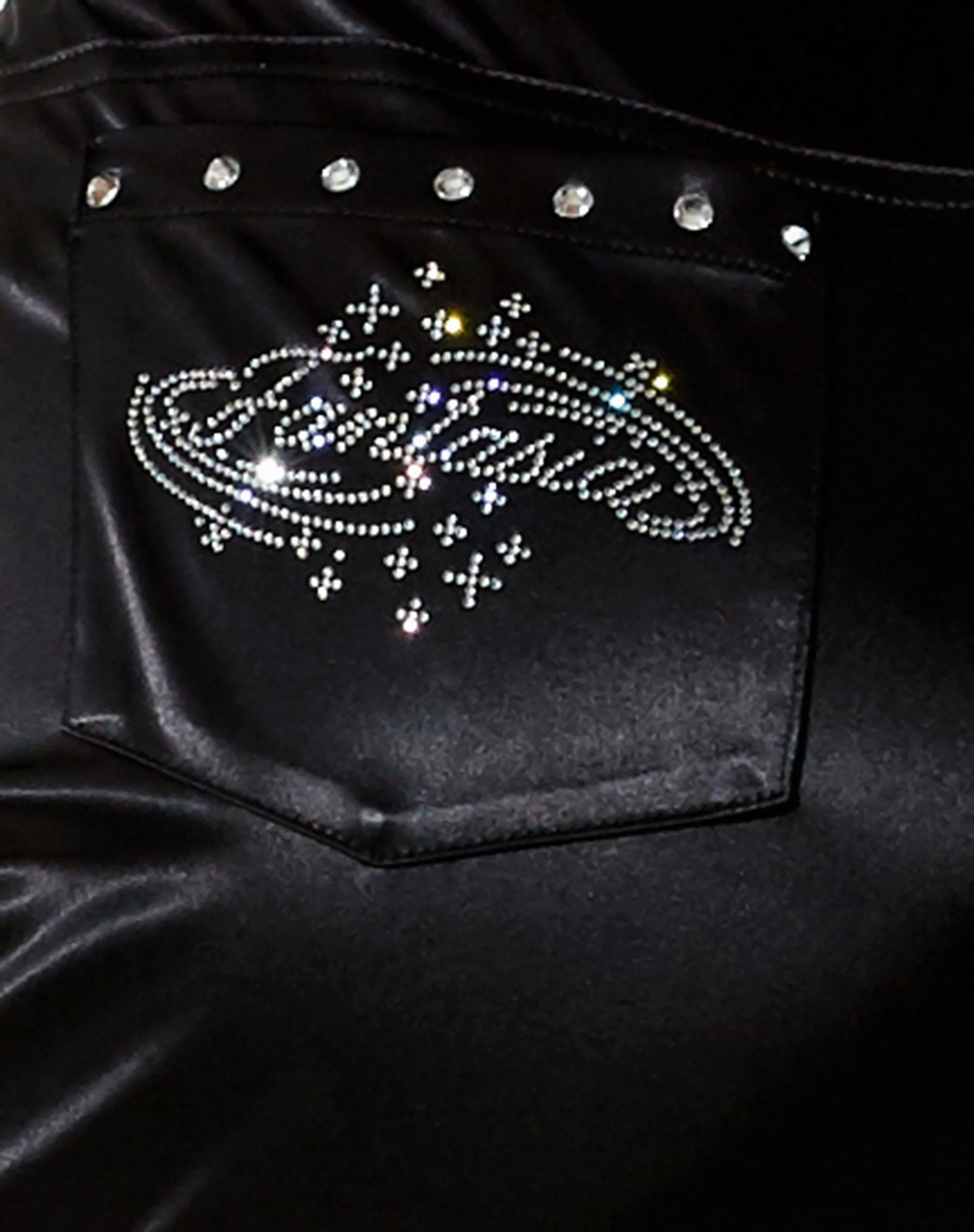 Desta Trouser in Satin Black Fantasia Diamante - Image 5