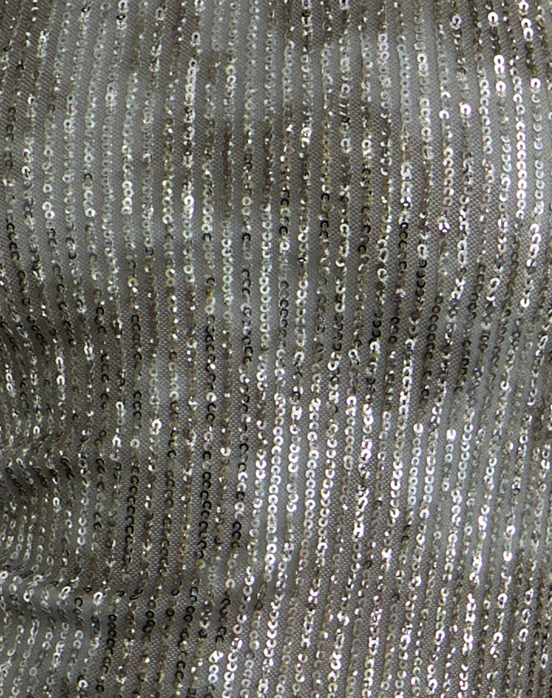 Dikta Asymmetric Mini Dress in Sequin Green Grey - Image 7