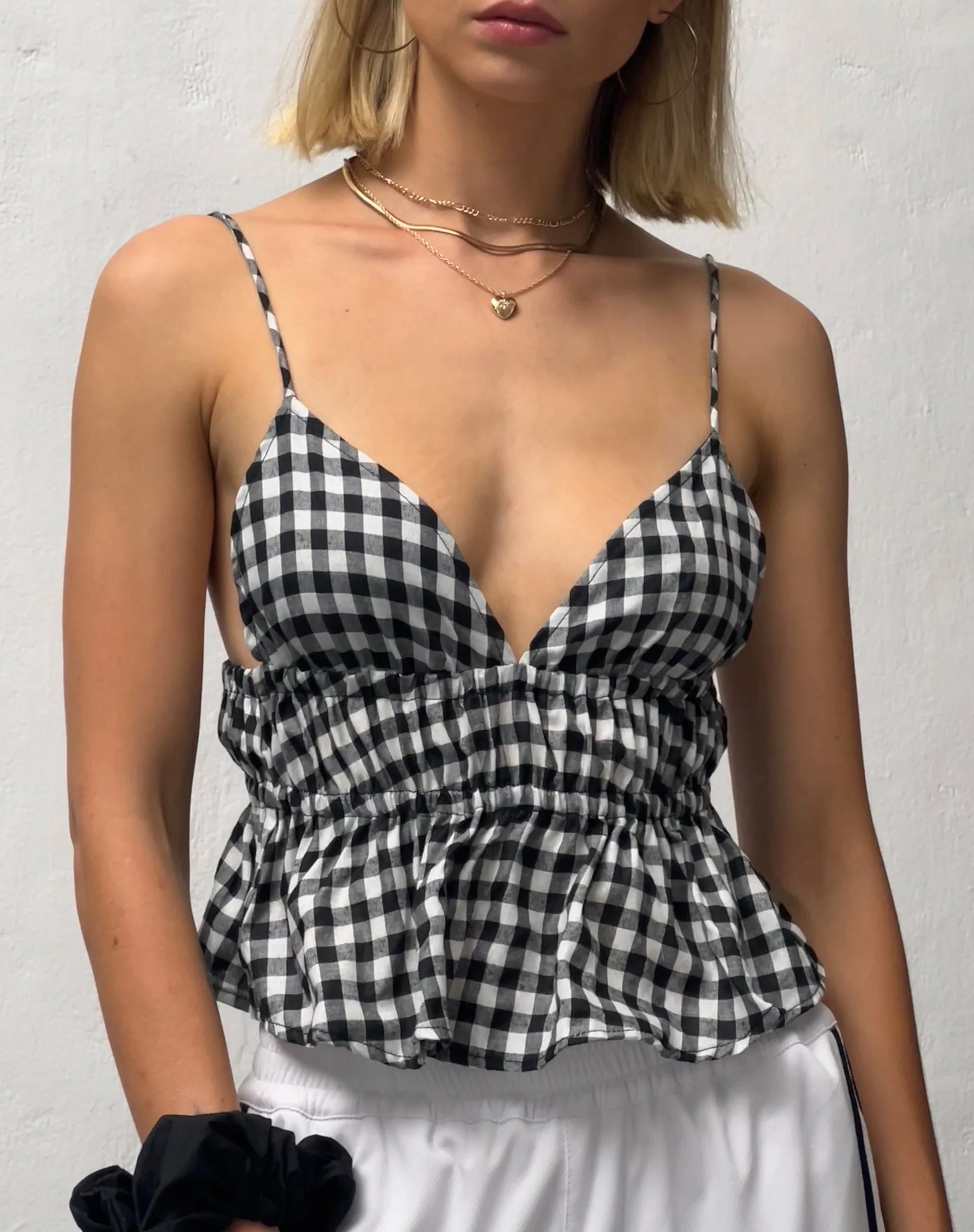 Dilara Cami Top in Black and White Gingham - Image 3