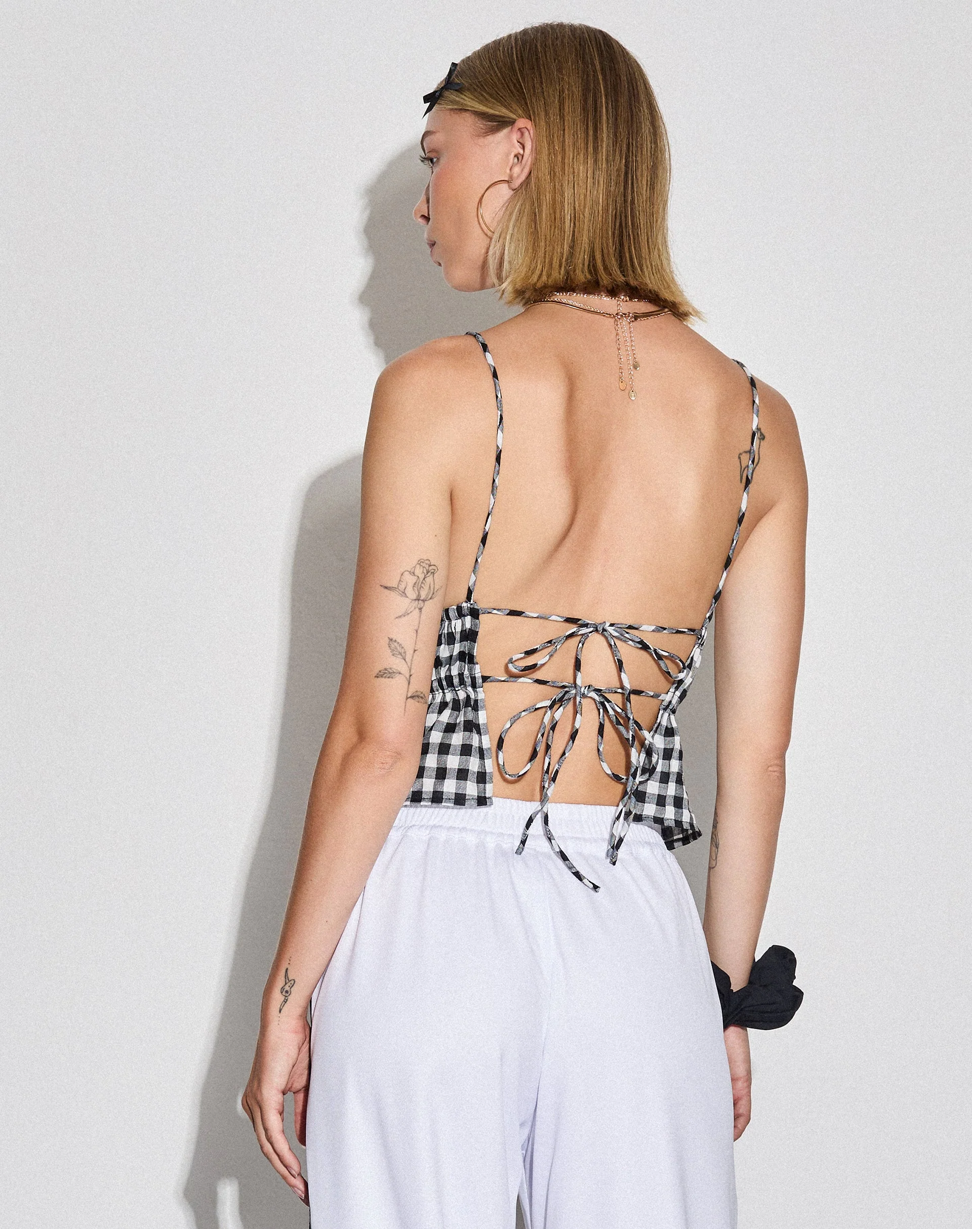 Dilara Cami Top in Black and White Gingham - Image 4