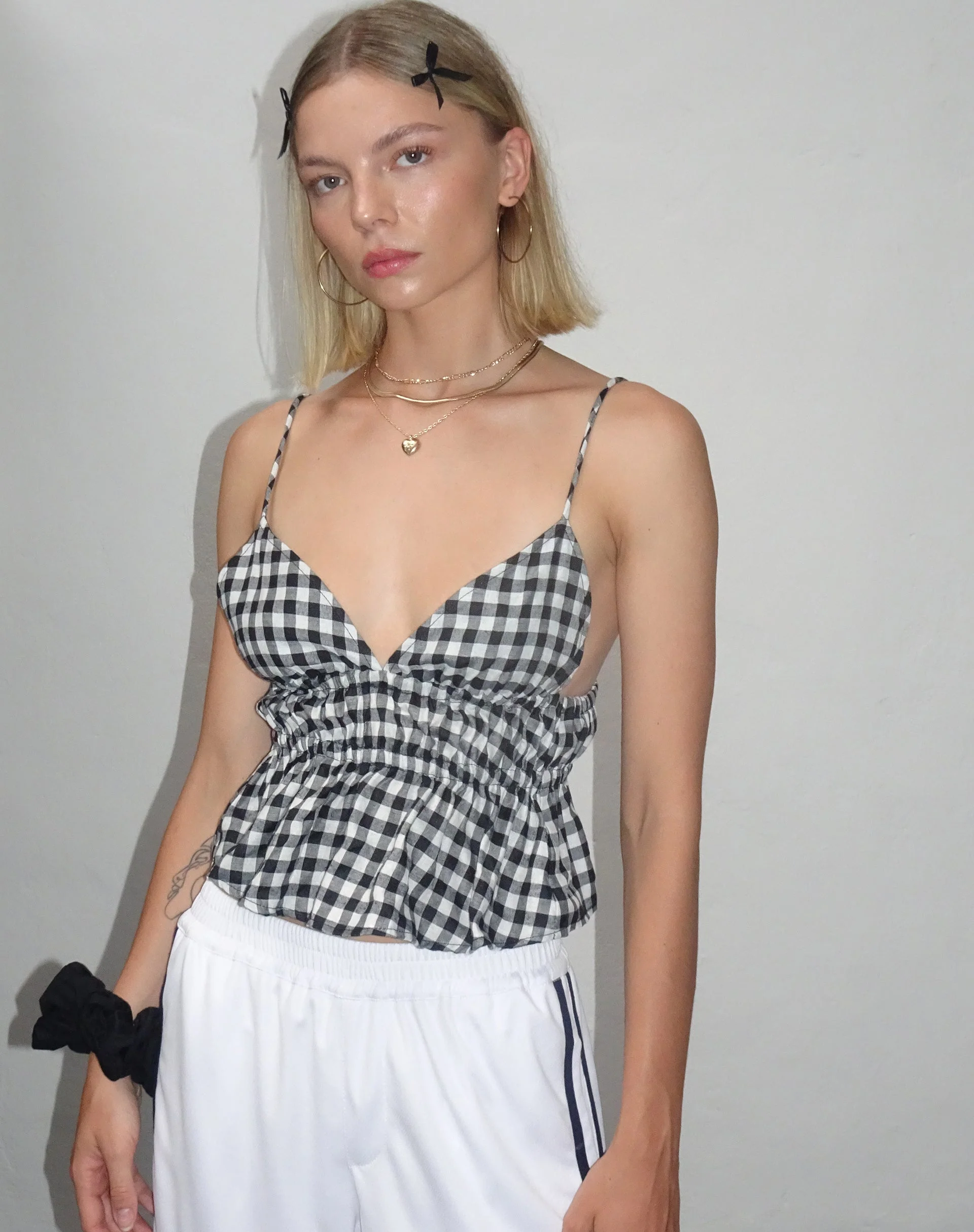 Dilara Cami Top in Black and White Gingham - Image 5