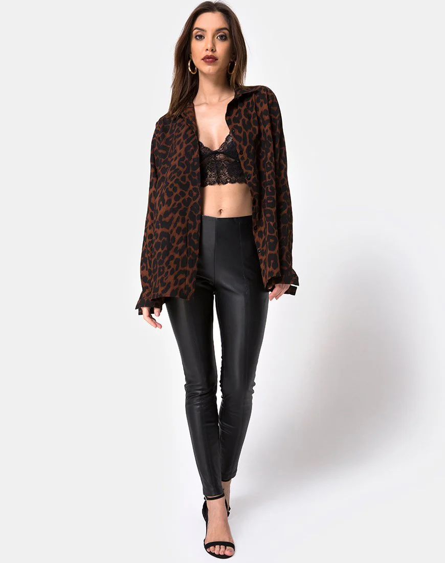 Disam Shirt in Oversize Jaguar Brown - Image 3