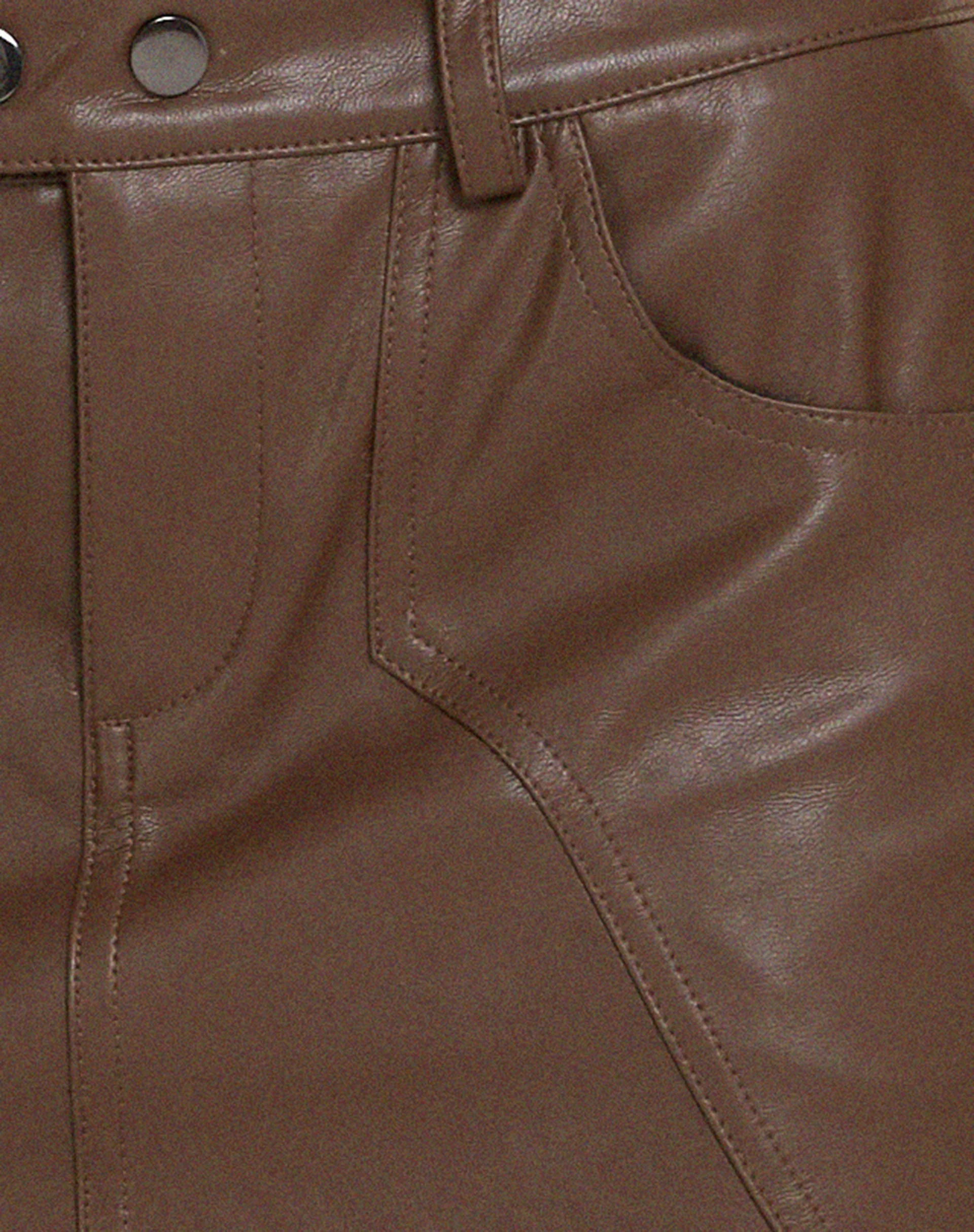 Disya Mini Skirt in PU Brown - Image 13