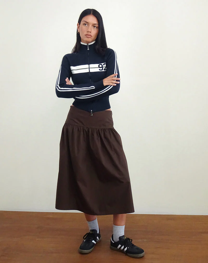 Ditara Midi Skirt in Chocolate Brown - Image 2