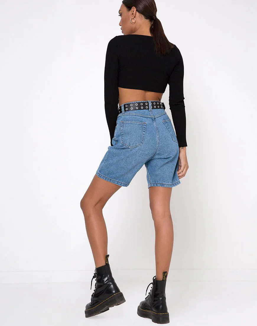 Drea Crop Top in Rib Black - Image 4