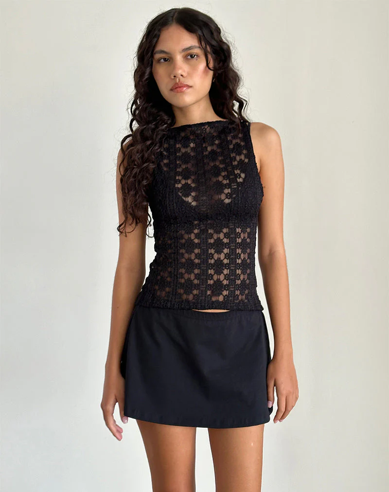 Dudley Vest Top in Regal Lace Black - Image 2