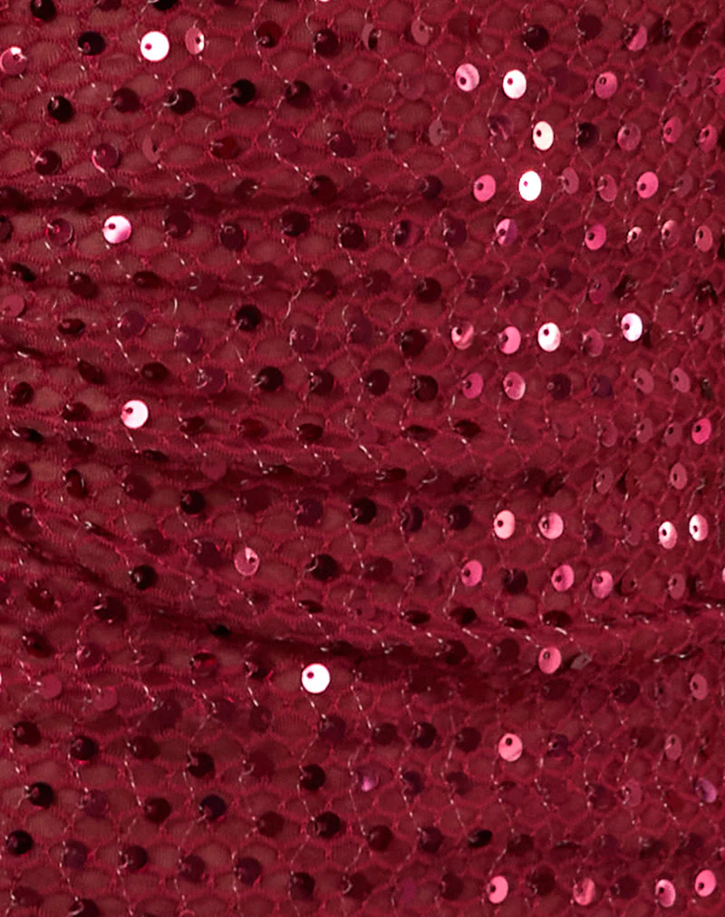 Dudley Vest Top in Sequin Knit Burgundy - Image 6