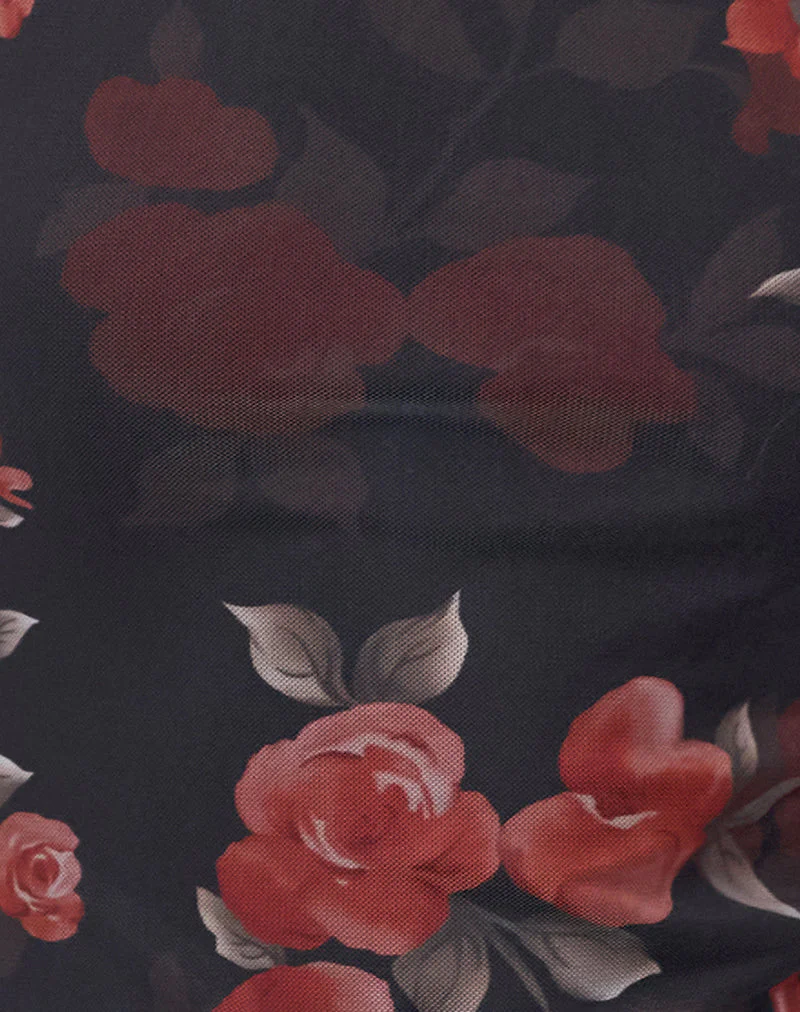 Dudley Vest Top in Watercolour Rose Black - Image 6