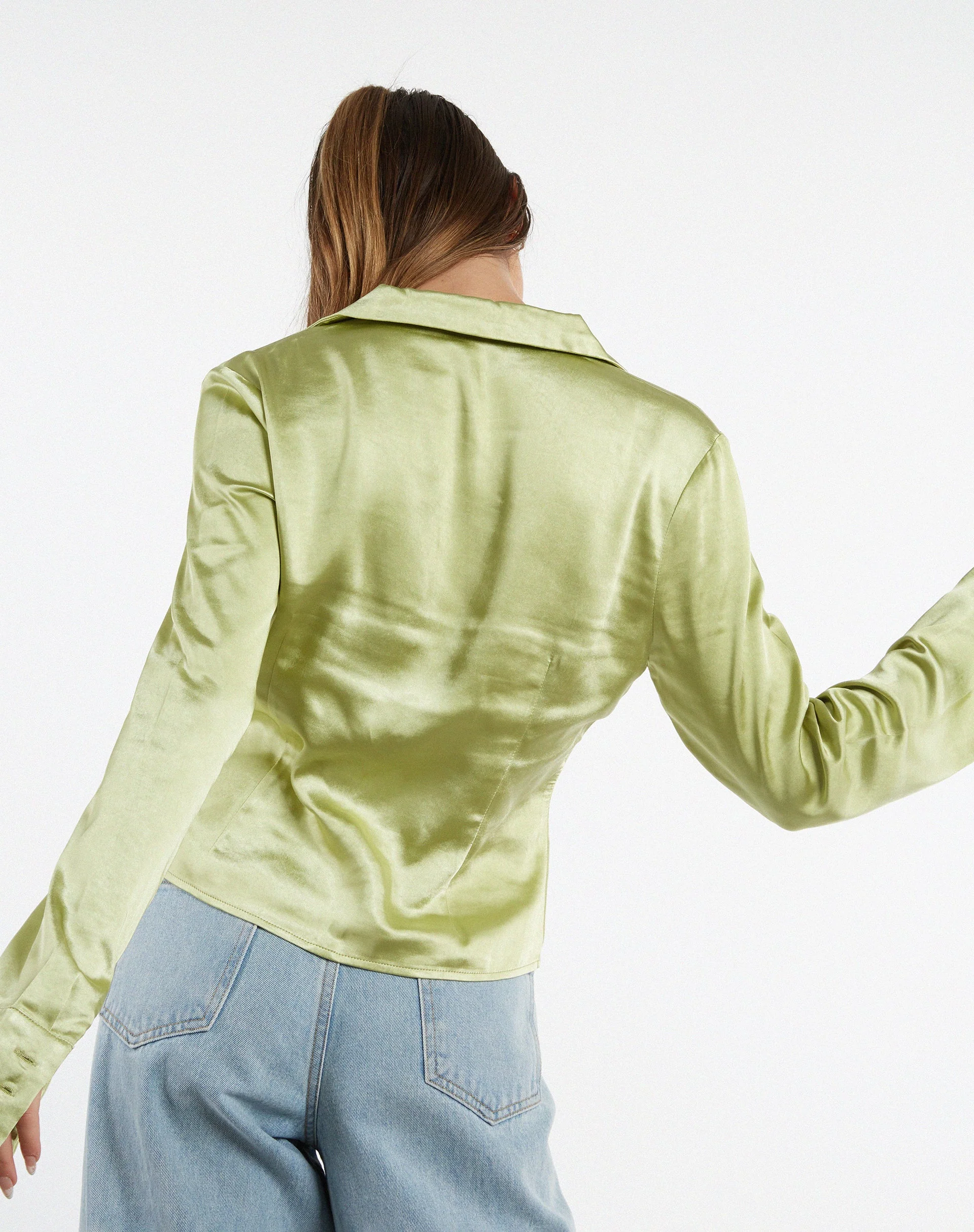 Edzia Shirt in Satin Nile Green - Image 2