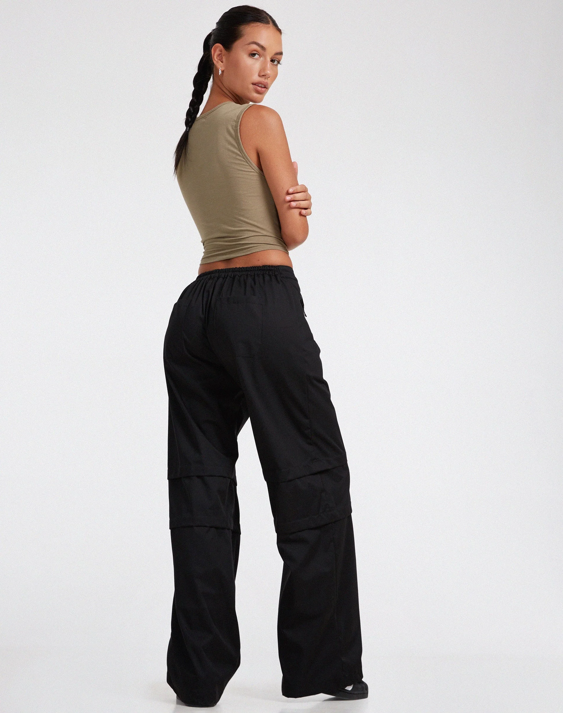 Eilid Wide Leg Trouser in Drill Black - Image 2
