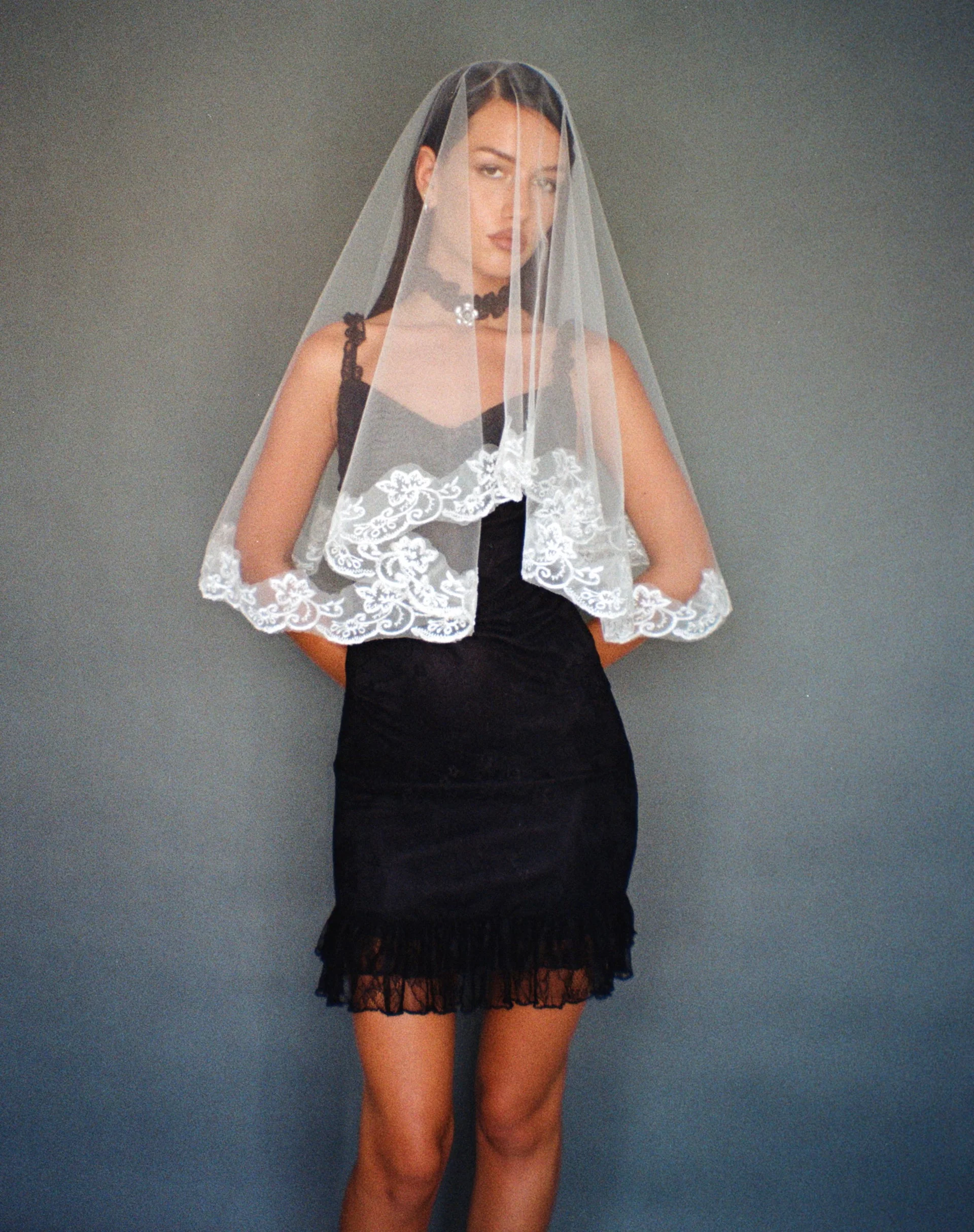 Elaine Lace Mini Dress in Black - Image 5