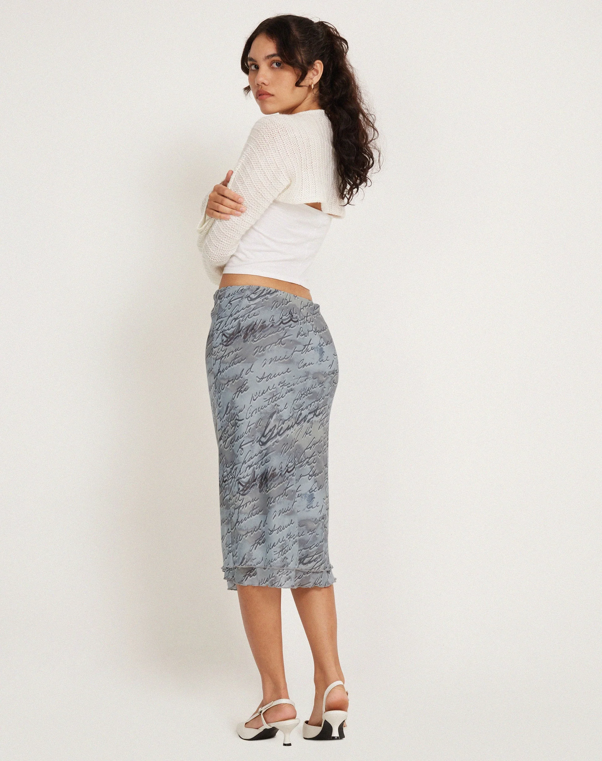 Eldonia Midi Skirt in Mesh Fluid Digi Print - Image 3