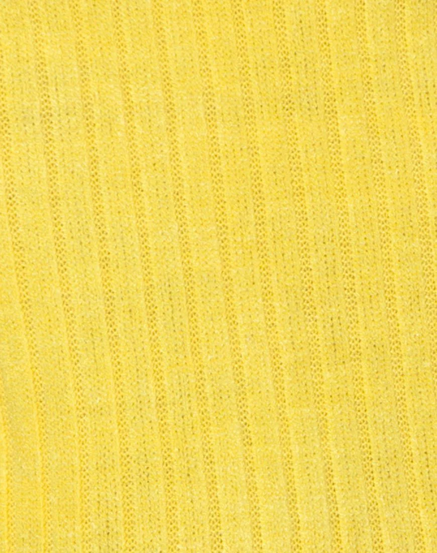 Elena Crop Top in Rib Knit Yellow - Image 5