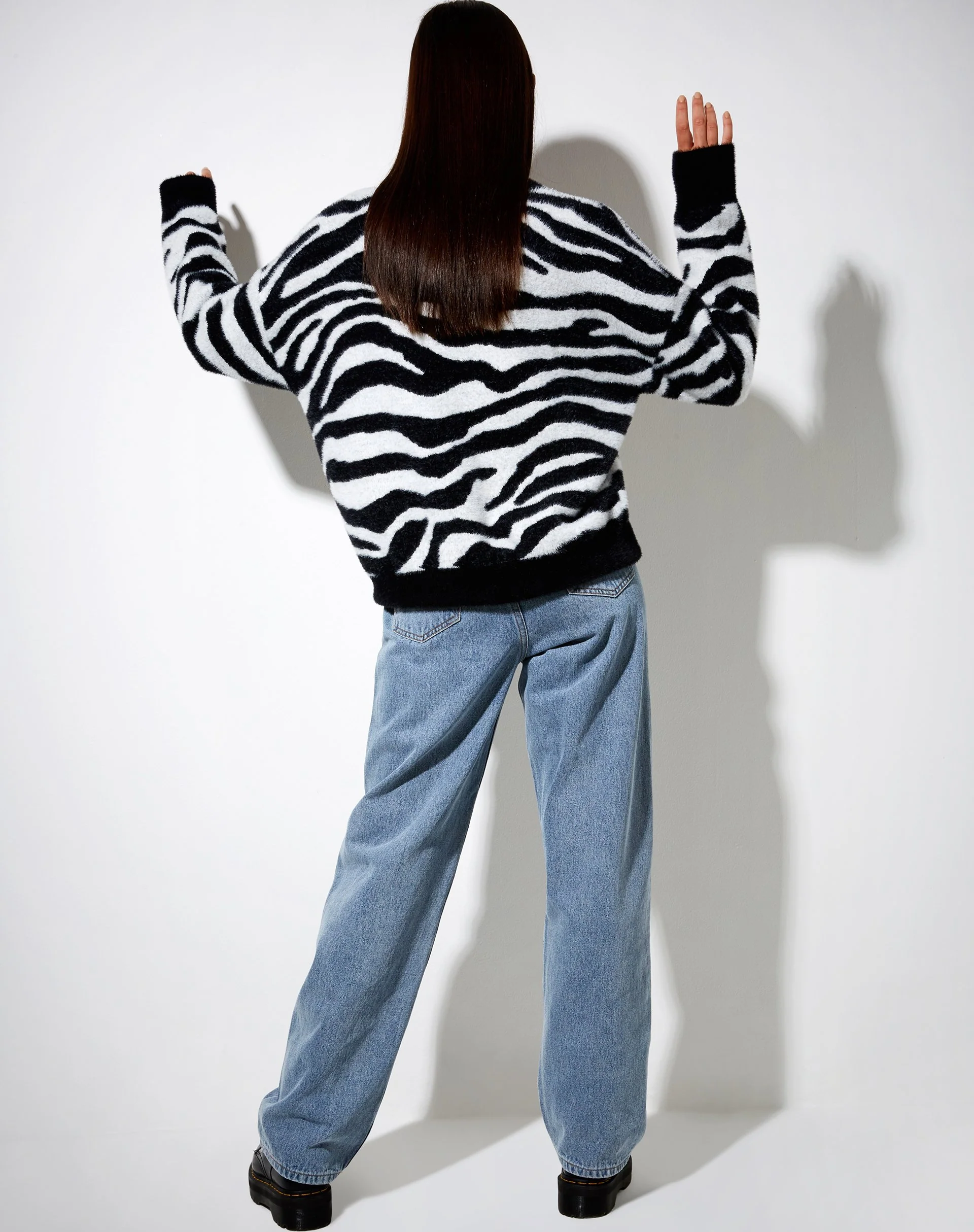 Eleni Jumper in Knit Zebra Black and White - Image 4