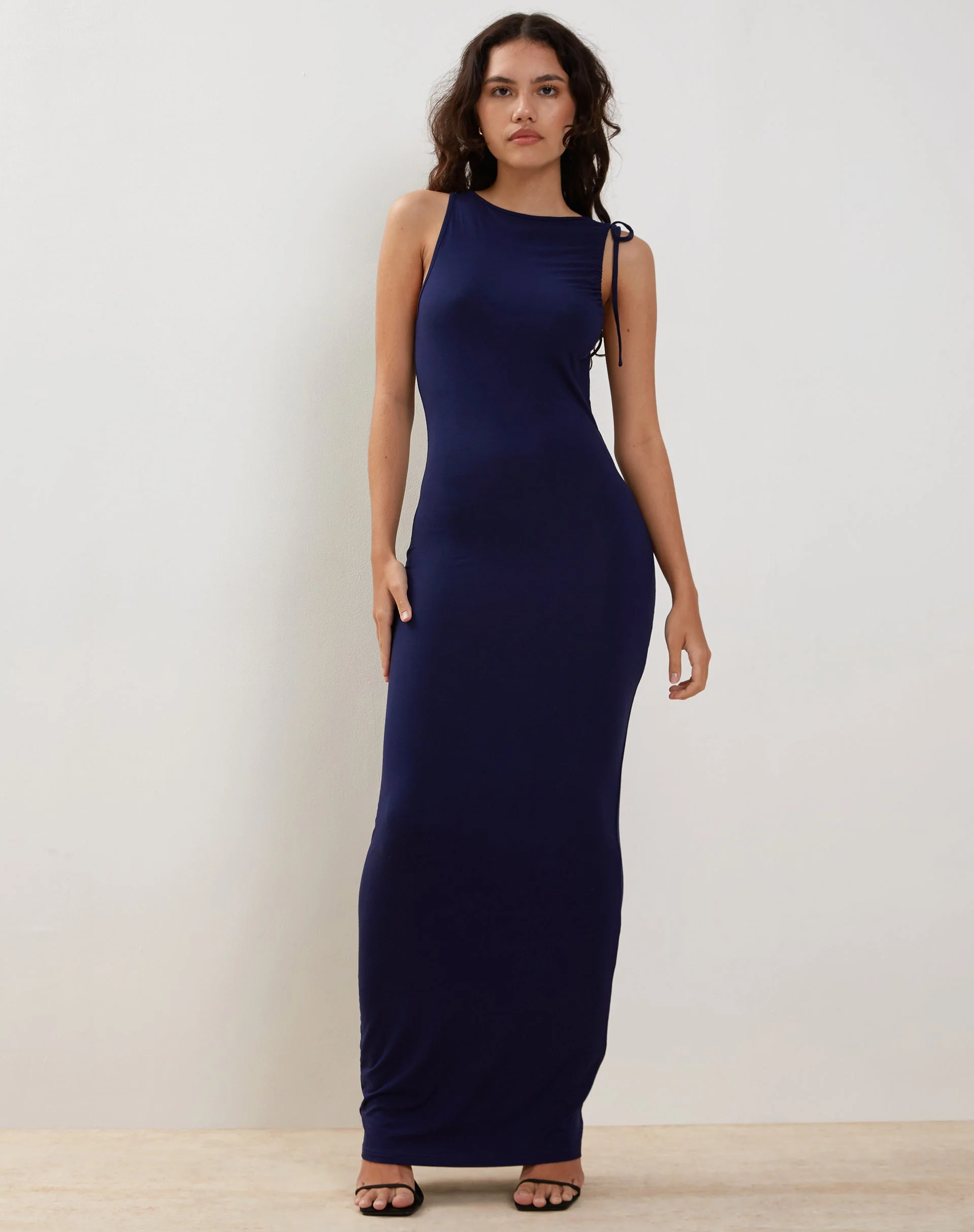 Elinor Maxi Dress in Slinky Midnight Blue - Image 2