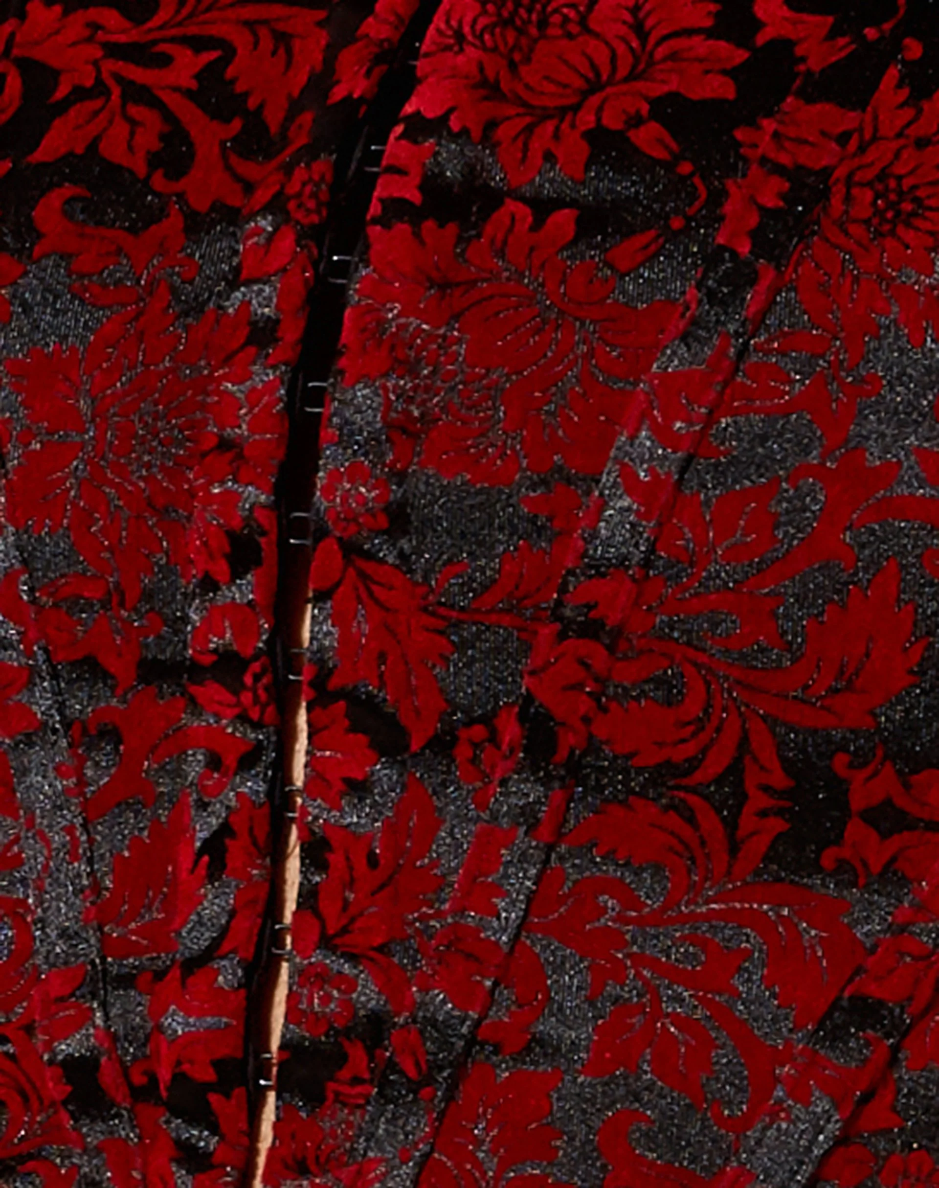 Elis Crop Top in Brocade Flower Black and Red - Image 5