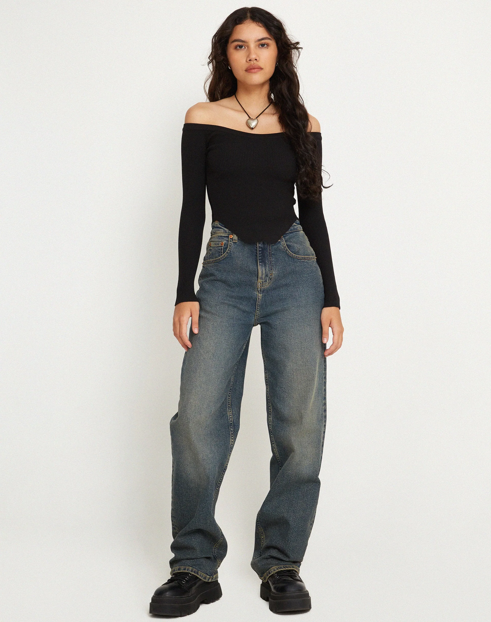 Elsie Bardot Top in Black - Image 3