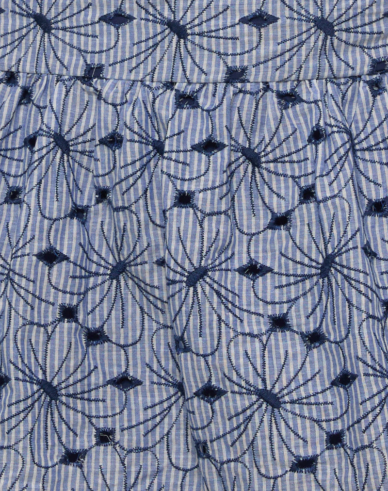 Elvira Mini Skirt in Blue Striped Flowers - Image 6